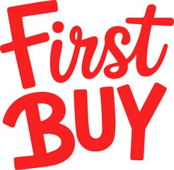 First Buy Red Script Graphic Design