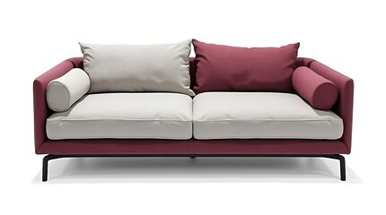 Obraz premium bold_maroon_and_light_gray_modern_couch_set_against_a_white_background