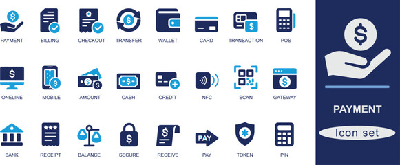 Payment best solid icon set.