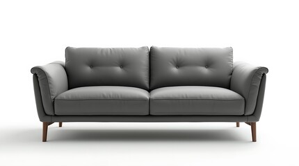 elegant_pewter_gray_leather_loveseat_placed_on_a_white_surfac