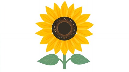 Fototapeta premium Vibrant Yellow Sunflower Summer Bloom Flower Nature Flat Cute Plant Happy Green Image