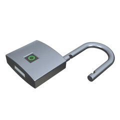 Biometric Fingerprint Padlock, 3d illustration isolated on white background