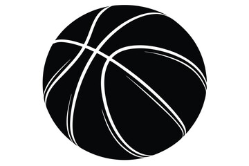 Fototapeta premium Silhouette of a Basketball with Textured Lines on a White Background