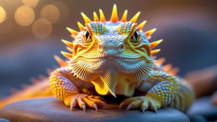 Fototapeta premium Close-up of a spiky, vibrant lizard.