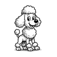 Cartoon Vector Illustration of a Cute Poodle Dog