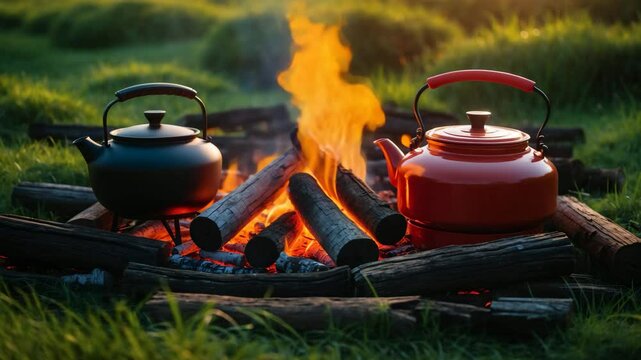 Open fire cooking with a grill