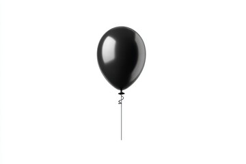 Solitary Black Balloon Floating Gracefully Against a White Background Evoking Simplicity and Elegance