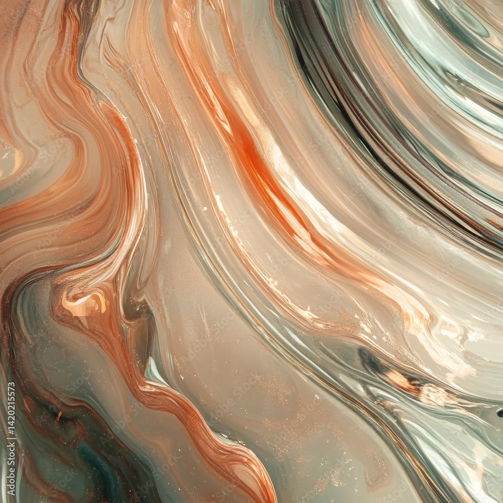 Fototapete pushing liquid swirl element on a soft shimmer backdrop