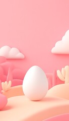 A Serene White Egg Rests in a Pastel Landscape of excellence in splendor beyond compare with grace