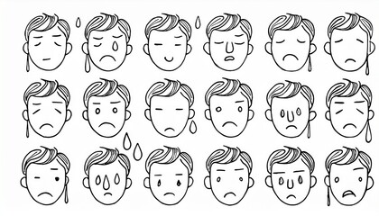 Various emotions expressed with sharp lines