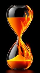Vibrant Orange Sand Flowing Hourglass With Flames Rising Symbolizing Time and Urgency