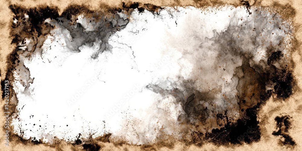 Poster a blurry image of a large, dark brown circle with a white background