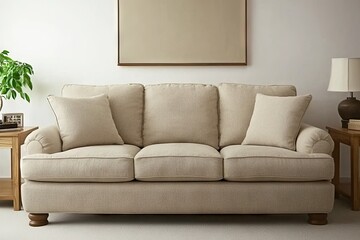 Beige sofa in a living room