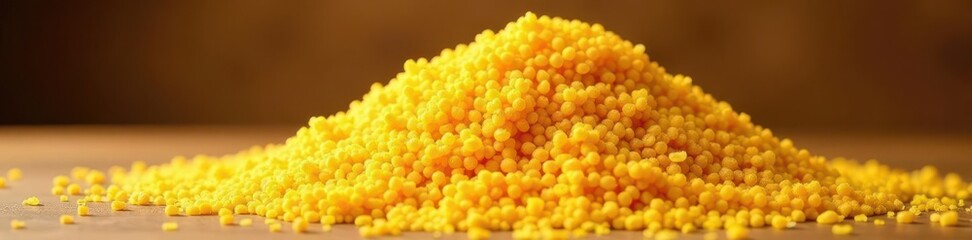 Fototapeta premium Golden semolina pile, coarse texture, organic , grain, texture