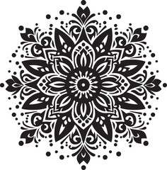 simple Chameli Flower mandala design silhouette vector style with white background