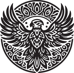 simple Eagle mandala design silhouette vector style with white background