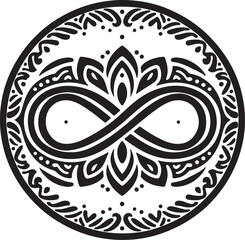 simple Infinity Symbol mandala design silhouette vector style with white background