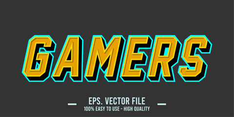 typography GAMERS word art illustration, editable text effect