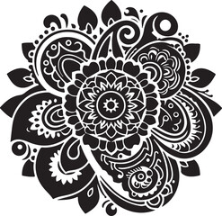 simple Paisley mandala design silhouette vector style with white background