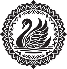 Fototapeta premium simple Swan mandala design silhouette vector style with white background