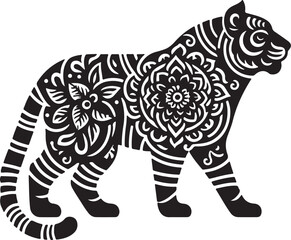 simple Tiger mandala design silhouette vector style with white background