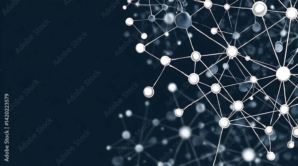 Poster network structure connection complex technology system modern design scientific data.