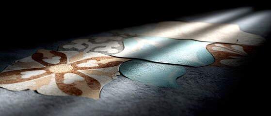 Artistic floor design with textured patterns and shadows
