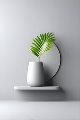 Minimalist decor featuring a potted plant and mirror