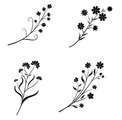 Delicate Wildflower Branch Silhouette with Natural Curves