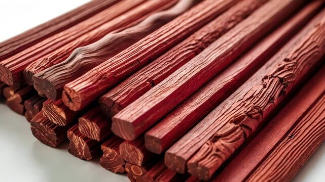 Red sandalwood sticks isolated on white background