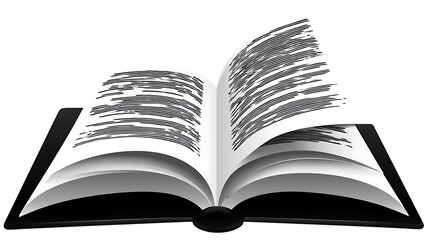 Obraz premium Open Book Revealing a Story with Lines Representing Text and Information Sharing Platform.