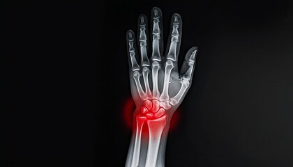 Naklejka premium X-ray with signs of redness in the wrist bones