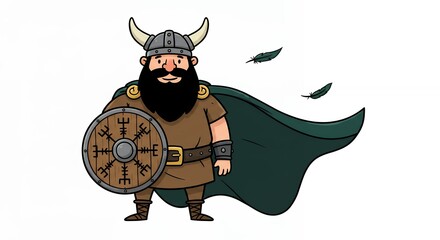 Cartoon viking warrior illustration simple design fantasy character history theme game asset