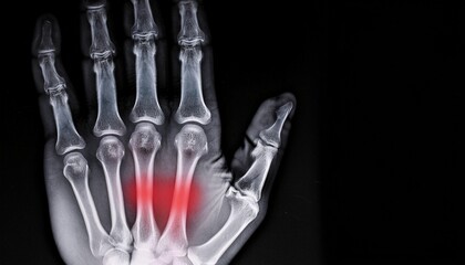 X-ray with signs of redness in the wrist bones