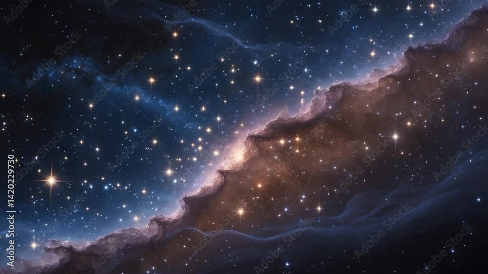 Wall mural real astronomic video captured with telescope of open stars cluster in the constellation