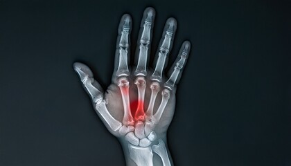 X-ray with signs of redness in the wrist bones
