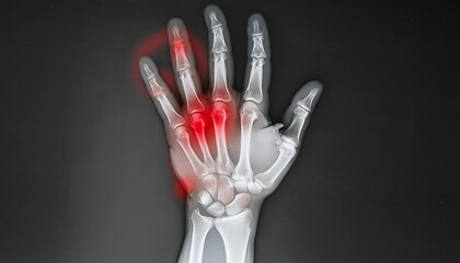 Naklejka premium X-ray with signs of redness in the wrist bones