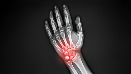 X-ray with signs of redness in the wrist bones