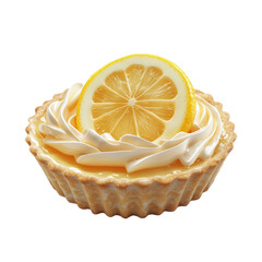 Delicious Lemon Tart with Whipped Cream and Fresh Lemon Slice