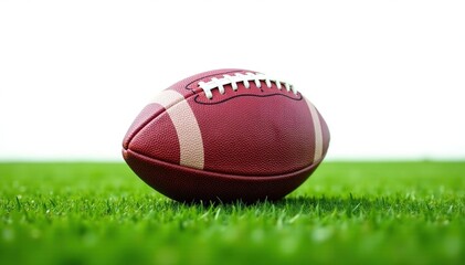 Obraz premium Gridiron football, pristine condition, white backdrop, closeup, sports equipment, unworn
