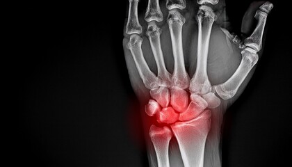 X-ray with signs of redness in the wrist bones