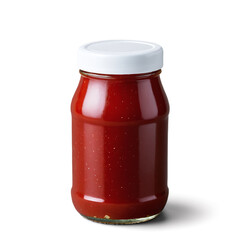 glass jar of ketchup timato sauce isolated on transparent background
