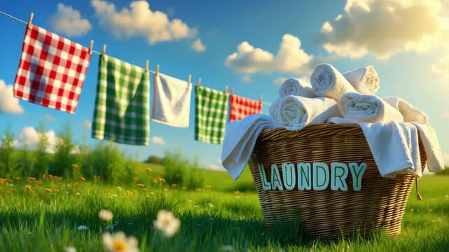 Cotton towels drying on the clothesline.