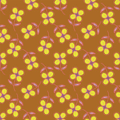 Vintage seamless floral pattern. Liberty style background of small mauve and lilac flowers. Small flowers scattered over a white background. Stock for printing on surfaces