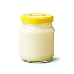 glass jar of mayonnaise isolated on transparent background