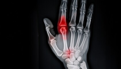 X-ray with signs of redness in the wrist bones