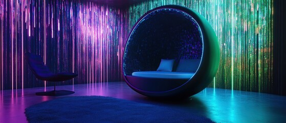 Futuristic Pod Bed with Ambient Lighting