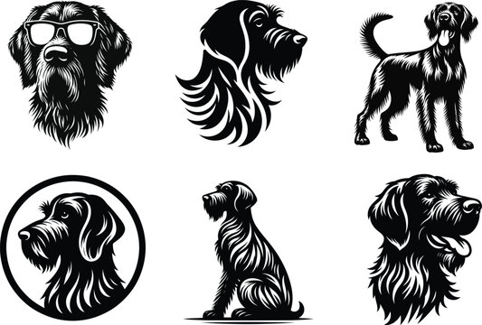 Realistic German Wirehaired Pointer Dog Portrait High Quality Pet Art