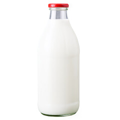 glass bottle of milk isolated on transparent background