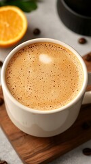 Obraz premium Latte on Wooden Tray
